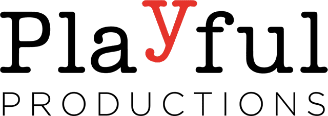 Colourful logo of Playful Productions featuring playful typography and vibrant design elements.